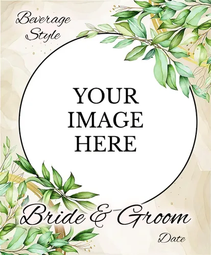 Vista 2 de Etiquetas personalizadas para vino y cerveza de boda: use su propia foto en estas etiquetas personalizadas de vino y cerveza de boda- Boda frondosa