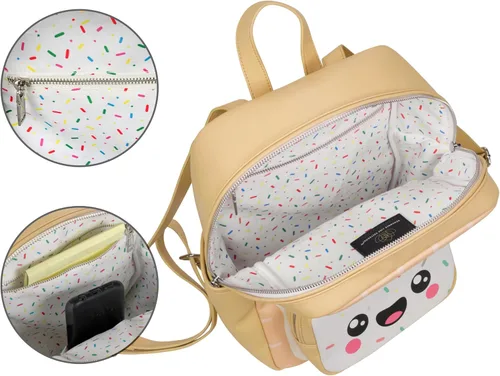 Vista 27 de Bolso tipo mochila Kawaii Burger Bolso mochila de moda para mujeres y niños Piel sintética