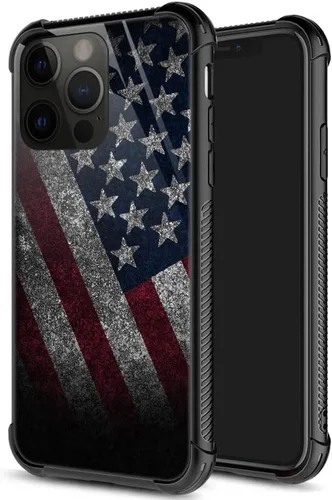 Vista 55 de ZHEGAILIAN Funda para iPhone 14 Pro, protección de grado militar, esquinas a prueba de golpes, funda antiarañazos para iPhone 14 Pro, bandera vieja