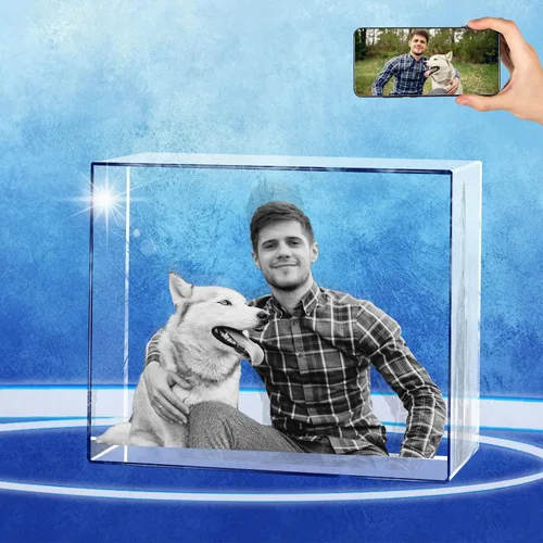 Vista 18 de Regalos conmemorativos personalizados para mascotas, marco de fotos de cristal 3D de perros o gatos, marco de fotos grabado con láser personalizado