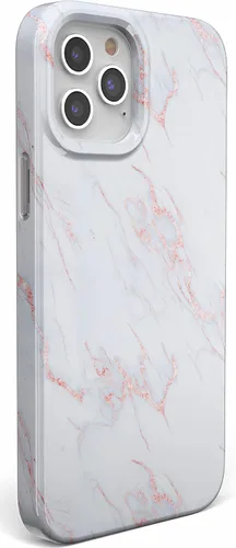 Vista 2 de Funda para iPhone 11 Pro Max Casely Rubor Sutil Mármol Blanco y Rosa Diseño Clásico Ultra Delgado