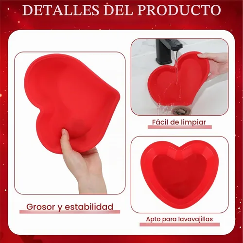 Vista 5 de 4 moldes de silicona para pasteles de corazón, moldes antiadherentes para aniversario, cumpleaños, aperitivos, cupcakes