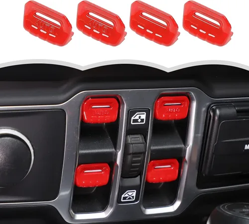 Vista 9 de Cubierta de botón para interruptor de ventana, accesorios interiores para Jeep Wrangler JL JLU y Gladiator JT 2018-2025 (verde)
