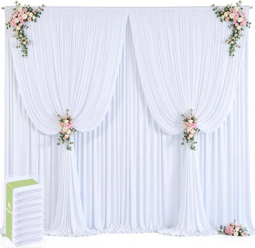 Vista 37 de 20 pies x 12 pies Cortinas de Telón de Fondo Azul Bebé Sin Arrugas para Bodas y Fiestas, Telón de Fondo de Tela Azul, Cortinas para Bodas