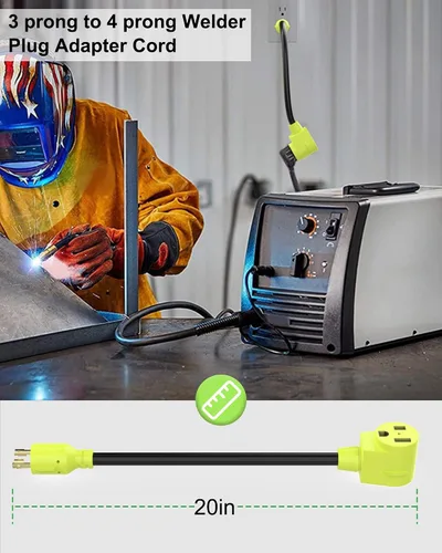 Vista 6 de NEMA L14-30P a 6-50R adaptador de generador a soldador, cable de alimentación resistente de 1.5 pies, STW 10/3 AWG, 125V/250V, certificación ETL