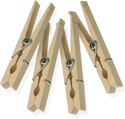 Vista 4 de Honey-Can-Do Pinzas/broches de madera para ropa con resorte., Madera, Marrón, 24-paquete