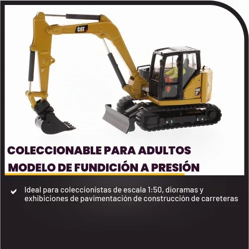 Vista 3 de Diecast Masters 1:50 Escala Modelo Cat 308 CR Mini Excavadora Hidráulica, 85596