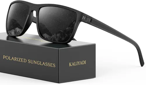 Vista 74 de KALIYADI Gafas de sol polarizadas para hombre, gafas de sol ligeras con protección UV para conducir, pescar y jugar golf (3 unidades) Negro