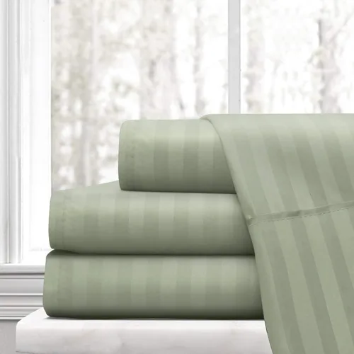 Vista 8 de Juego de sábanas de algodón peinado de 1500 TC para colchón de 38 a 17.7 in de profundidad (tamaño doble) Sábanas para cama (trifa, beige)