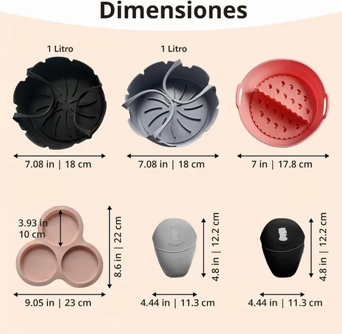 Vista 6 de ARIALASQUALITY Juego de accesorios para freidora de aire con divisor de 8 piezas, forros antiadherentes reutilizables, juego de cocina