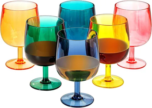 Vista 5 de KX-WARE Juego clásico de copas de vino de acrílico multiusos, vasos de vino de plástico con tallo de 12 onzas, juego de 8 transparentes
