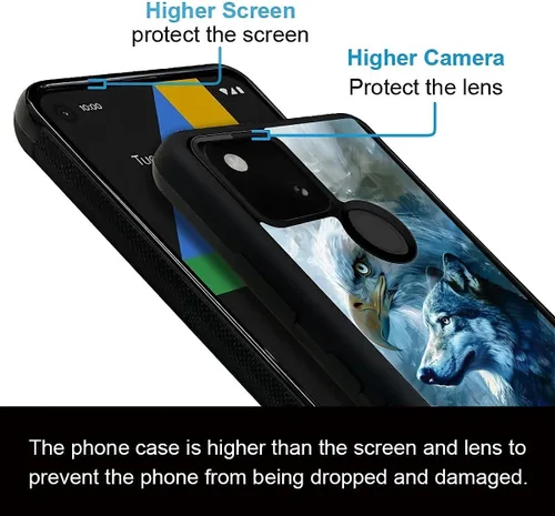 Vista 300 de Compatible con Google Pixel 4A 5G Mobile Case Creative Acrylic Panel trasero Silicona Protección Grip especialmente diseñado para Google Pixel 4A 5G