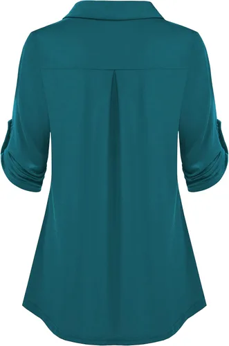 Vista 6 de U.Vomade Blusas sueltas con cuello en V y manga 34 para mujer, talla L-4X