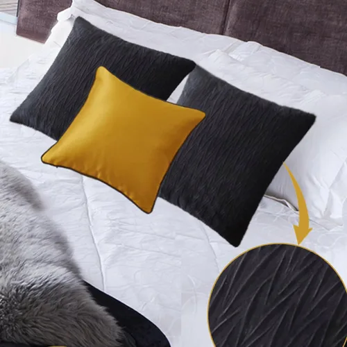 Vista 3 de King Protea Fundas de almohada de terciopelo arrugado con textura negra en relieve, súper suaves, decorativas, para cama, sofá, funda de almohada