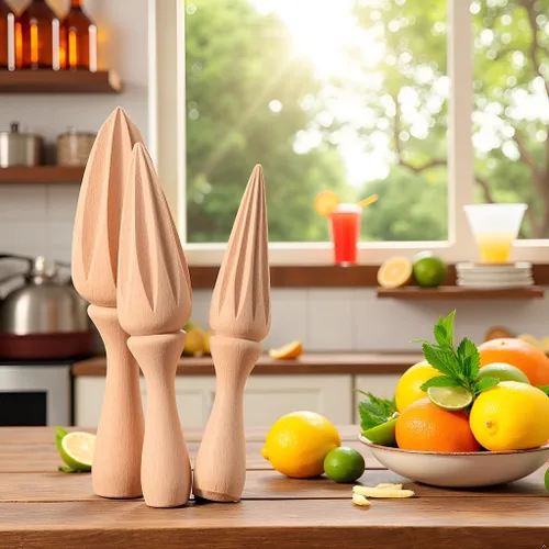 Vista 6 de Exprimidor de cítricos de madera – Escariador manual portátil de limón/naranja Herramienta exprimidora de frutas para el hogar, cafetería y bar