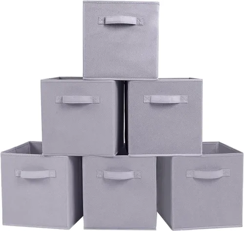 Vista 41 de PowerKing Cubos de almacenamiento plegables con asas, contenedores plegables de tela para estantes de armario, contenedores de almacenamiento