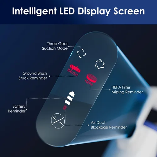 Vista 7 de Aspiradora inalámbrica con autoportante, aspiradora de palo de 45 KPA, motor sin escobillas de 88,000 RPM y pantalla LED, antienredos, aspiradoras
