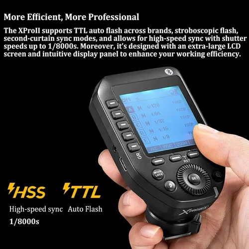 Vista 5 de GODOX Disparador de flash inalámbrico XProII-S TTL para cámaras Sony, 2.4G 1/8000s HSS, Bluetooth incorporado para control de aplicación
