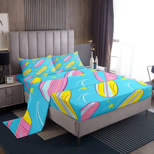 Vista 8 de Erosebridal Juego de sábanas de ballena náutica, tamaño individual, juego de ropa de cama vintage azul con ondas oceánicas para niños y niñas