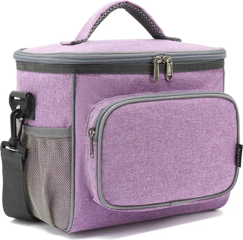 Vista 36 de FlowFly - Lonchera reutilizable con aislante para adultos, grande, para mujeres y hombres, con correa ajustable para el hombro, bolsillo frontal
