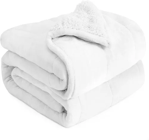 Vista 38 de Cottonblue Manta con peso de jacquard de 15 libras para adultos, tamaño individual, manta de forro polar sherpa ultrasuave para relajarse y dormir