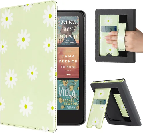 Vista 13 de CoBak Funda con soporte para Kindle Paperwhite con encendido automático, ranura para tarjetas, función de correa de mano. Se adapta a Kindle
