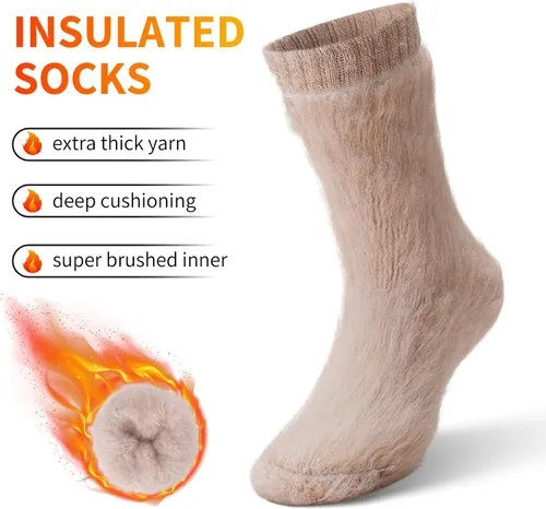 Vista 2 de HUGSWEET Calcetines térmicos, antideslizantes calcetines de hospital de felpa pantufla de agarre calcetines de mujer invierno suave cálido acogedor