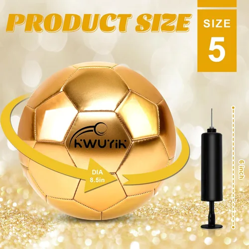 Vista 3 de Balón de fútbol de talla 3, 4, 5, con purpurina rosa, dorado, morado, con bomba, pelota de fútbol juvenil para niños pequeños, balón de fútbol
