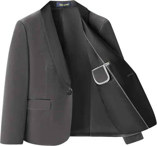 Vista 2 de Trajes de terciopelo para niños, esmoquin de ajuste delgado, 2 piezas, chaqueta y pantalones, tallas formales 4-14, traje de portador de anillos