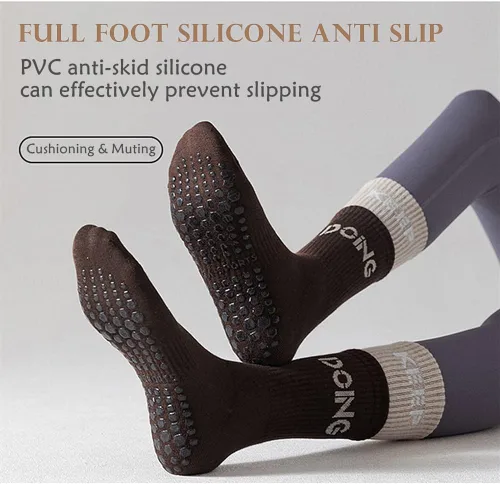 Vista 3 de 6 Pairs Yoga Socks Women's Medium Socks Cotton Fitness Dance pilates Girl's Stockings Professional Non slip Sports