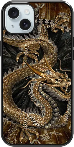 Vista 45 de Funda para iPhone Air - Funda de teléfono con patrón de dragón dorado chino - Funda de TPU con protección de absorción de impactos