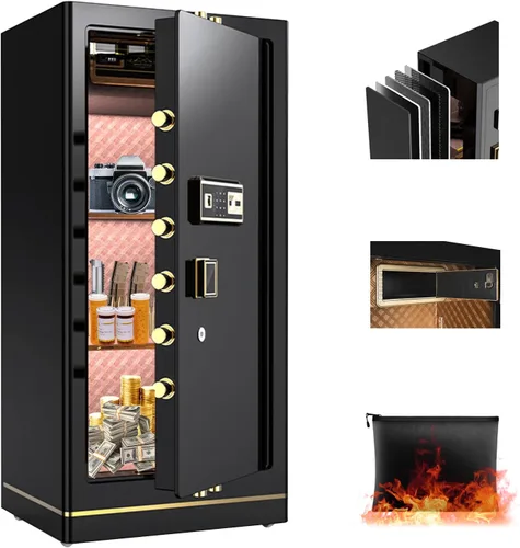 Vista 11 de Caja fuerte grande de 8.1 pies cúbicos para el hogar, caja de seguridad digital ignífuga con bolsa impermeable e ignífuga, caja de seguridad