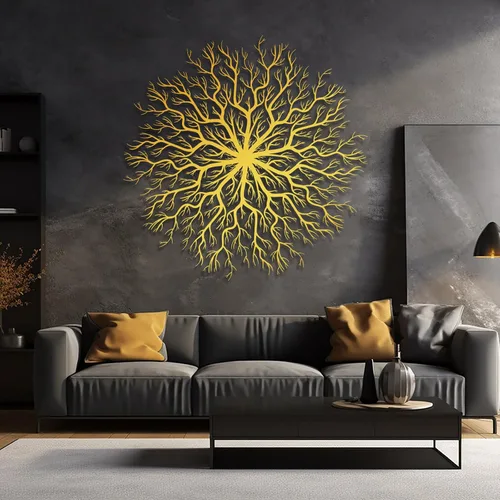 Vista 3 de Arte de pared de metal árbol de la vida, decoración de pared de árbol genealógico, arte de pared de árbol de metal, decoración de pared de metal
