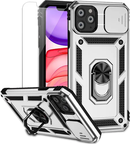 Vista 10 de Funda para iPhone 11 Pro Max con cubierta para lente de cámara, protector de pantalla HD, protección contra caídas de grado militar, soporte