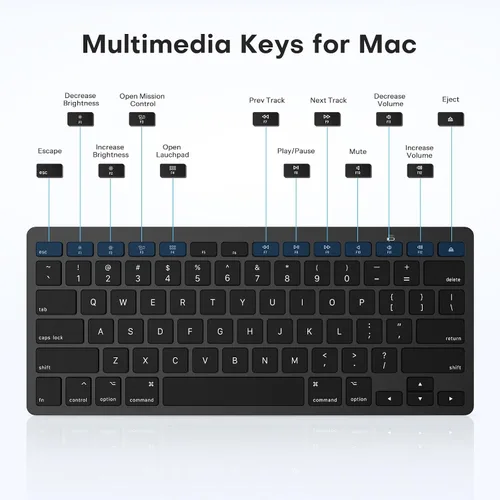 Vista 7 de OMOTON Teclado Bluetooth compatible con Mac, teclado inalámbrico compacto compatible con MacBook Pro/Air, iMac, Mac mini/Pro Laptop y PC, negro