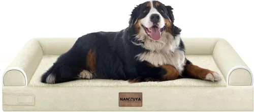 Vista 74 de NANUYA - Cama ortopédica para perros de tamaño mediano/grande, lavable: Camas con almohada para perros de tamaño mediano/grande, sofá de espuma
