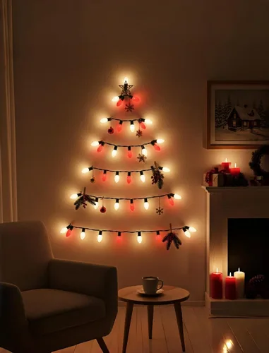 Vista 5 de Luces LED de Navidad rojas y blancas, luces de Navidad vintage C9 de 25 pies para exteriores con 26 bombillas LED, luz de Navidad extensible Luces
