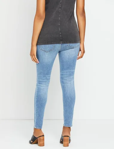 Vista 6 de Motherhood Maternity Women's Repreve Sustainable Over The Belly Skinny Denim Maternity Jeans Indigo Blue