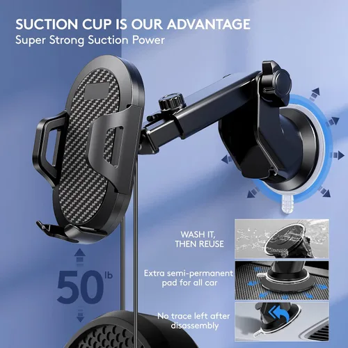 Vista 4 de Universal Car Phone Holder, Strong Suction Cup Super Stable Phone Mount for Car Fit for iPhone 17 16 15 Pro Max, 24PCS for Large Packaging Bulk