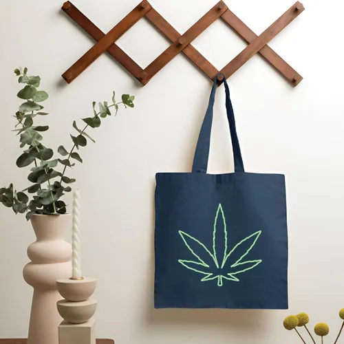 Vista 2 de Neon Marihuana Leaf Design Gift for Cannabis Lovers Sweas Navy Black Multicolor Canvas Tote Bag