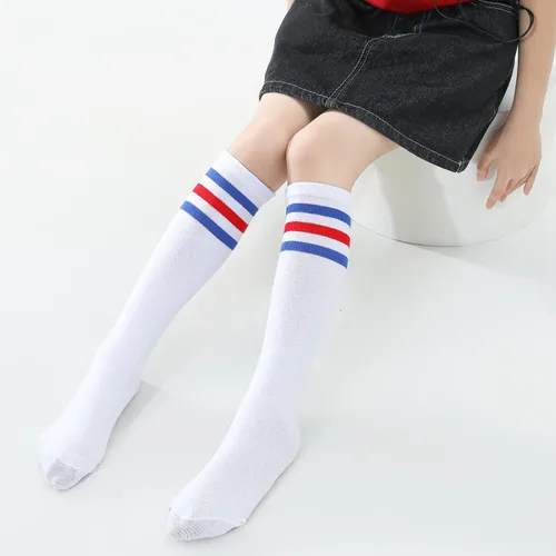 Vista 12 de TOCONFFON Calcetines de tubo hasta la rodilla para niños, niñas y adolescentes, calcetines deportivos de algodón para la escuela de fútbol, uniforme
