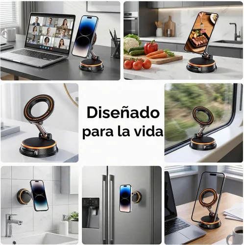Vista 8 de Soporte magnético negro para coche, ajustable en 360°