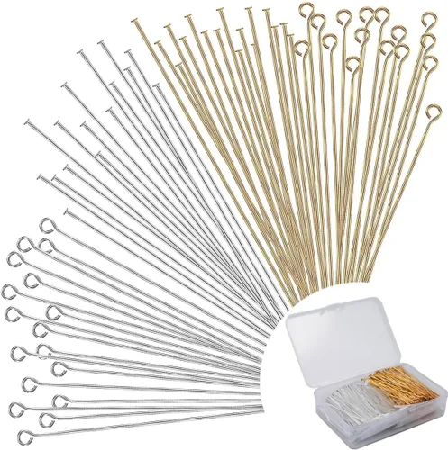 Vista 9 de 600 Piezas Alfileres de Cabeza Plana de Ojo de 2 Pulgadas para Hacer Joyas DIY, Alfileres de Cabeza Rectos de Bronce y Metal Negro para Manualidades