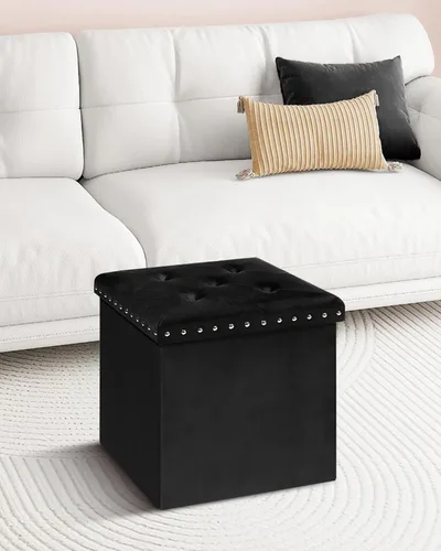 Vista 5 de B FSOBEIIALEO - Otomana de almacenamiento con forma de cubo plegable con capuchón - Otomanas con almacenamiento, cubierta de mesa de café, taburete