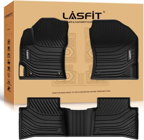 Vista 32 de LASFIT Alfombrillas de suelo para Toyota Tacoma 2024-2026 de doble cabina a gas (solo compatible con manual Tran), forros de suelo de TPE para todo