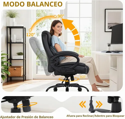 Vista 7 de BestOffice Silla de oficina grande y alta, resistente, asiento ancho de 400 libras, silla ergonómica de escritorio para computadora con brazos