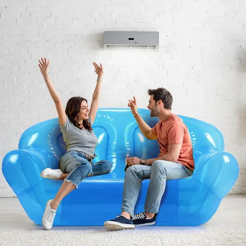 Vista 5 de Kigley Tumbona Inflable Sofá Hinchable Transparente Asiento de Sofá Inflable para Patio de Jardín Muebles de Aire Portátiles para Acampada Playa Azul