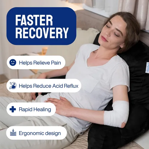 Vista 9 de ComfortSpa - Almohada de lectura para cama tamaño adulto, almohada de respaldo con brazos, bolsillos y funda lavable; Úsela como almohada de cama