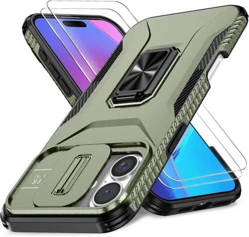 Vista 33 de Funda HakkTaoo para iPhone 13/iPhone 14 de 6.1 Pulgadas con Funda Deslizante para Cámara + Protector de Pantalla (2 Paquetes), Funda Protectora a