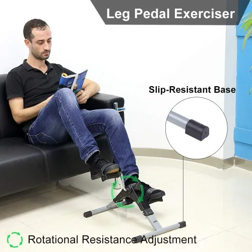 Vista 5 de Bicicleta estática plegable para debajo del escritorio, ejercitador de pedal de brazo y pierna portátil